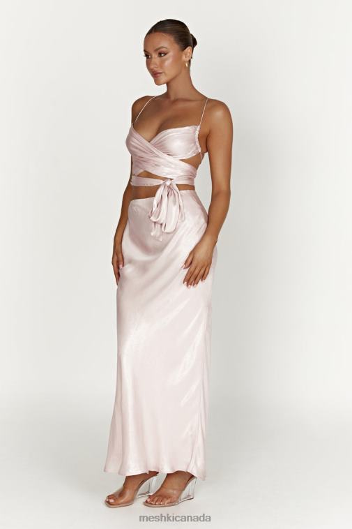 Meshki Blush Pink Georgie Wrap Over Tie Top Clothing JN88N958