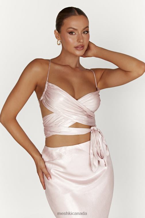 Meshki Blush Pink Georgie Wrap Over Tie Top Clothing JN88N958