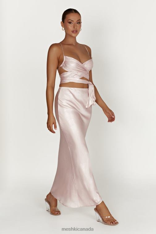 Meshki Blush Pink Georgie Wrap Over Tie Top Clothing JN88N958