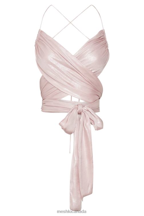 Meshki Blush Pink Georgie Wrap Over Tie Top Clothing JN88N958