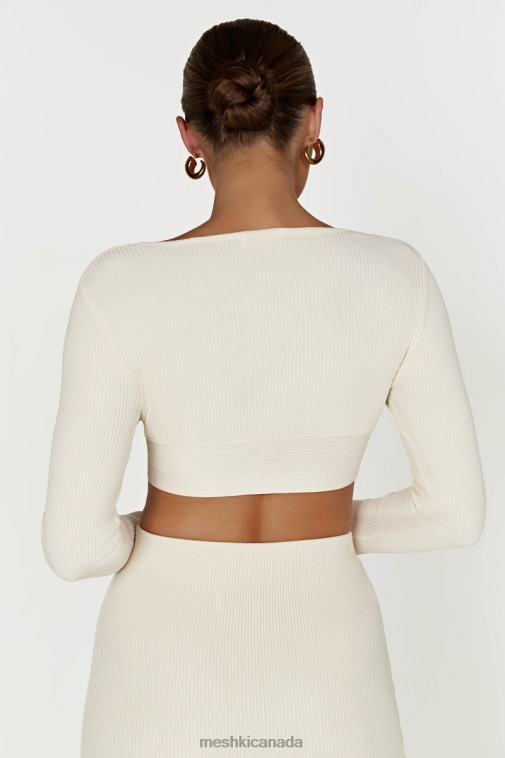 Meshki Bone Kaesha Long Sleeve Twist Front Knit Top Clothing JN88N970