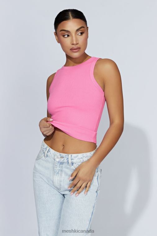 Meshki Bubblegum Pink Zanna Ribbed Tank Top Clothing JN88N1123