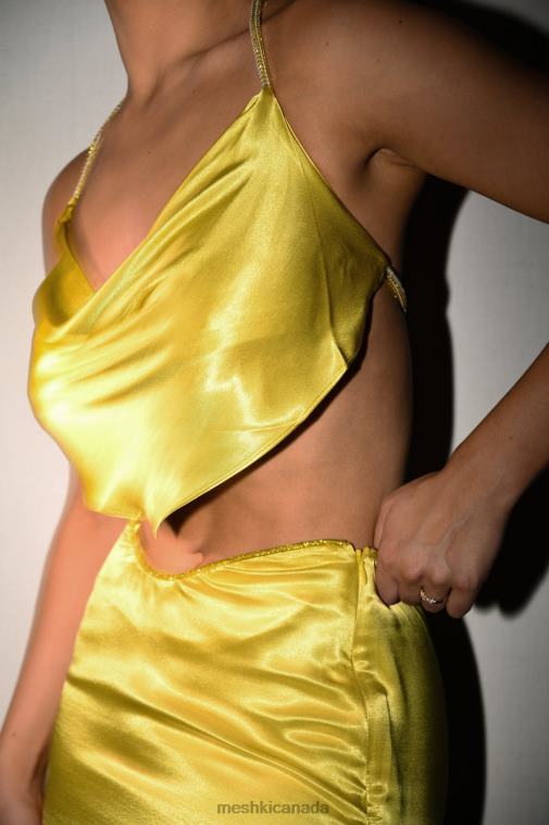 Meshki Chartreuse Christie Diamante Rope Cowl Neck Top Clothing JN88N1028