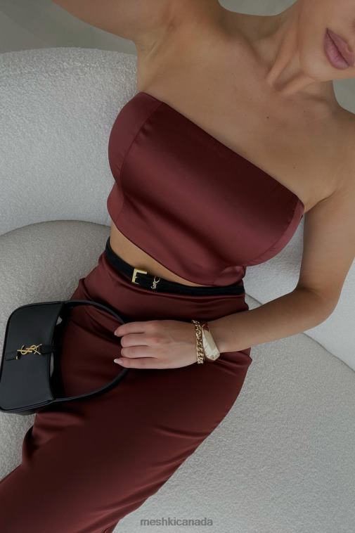 Meshki Cherry Chocolate Monique Satin Tube Top Clothing JN88N1056