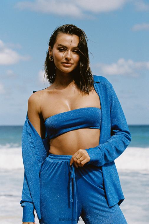 Meshki Cobalt Sparkle Lucille Shimmer Cover Up Top Clothing JN88N1081