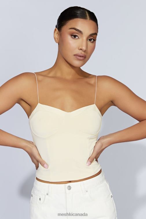 Meshki Cream Kaitlyn Sweetheart Thin Strap Top Clothing JN88N1159