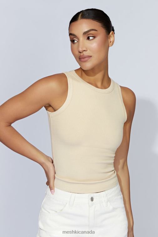Meshki Cream Zanna Ribbed Tank Top Clothing JN88N1069