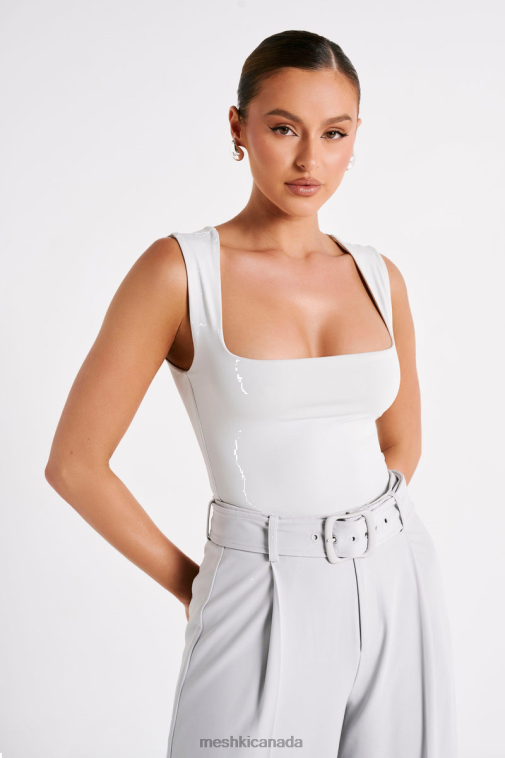 Meshki Ice Grey Linley Recycled Nylon Long Line Top Clothing JN88N775