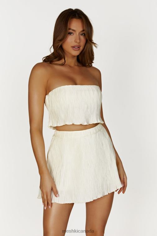 Meshki Ivory Brigid Plisse Bandeau Top Clothing JN88N825