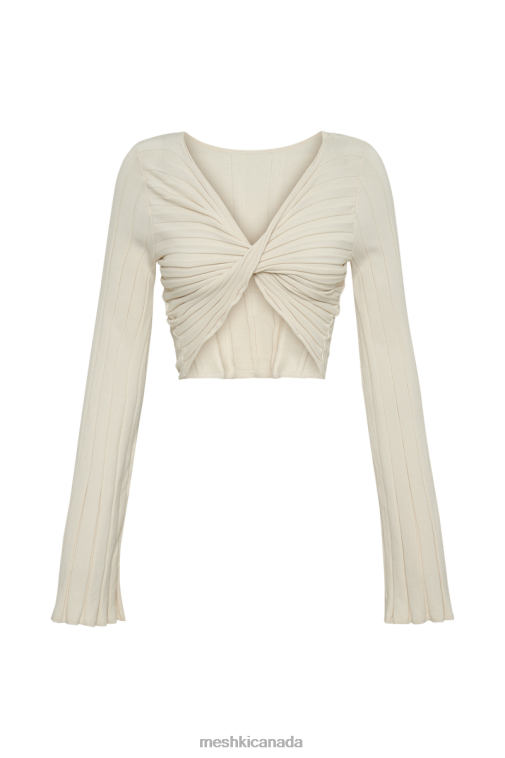 Meshki Ivory Celine Twist Back Extreme Rib Top Clothing JN88N834