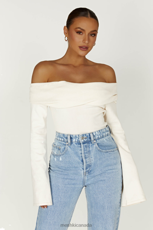 Meshki Ivory Marlisa Off Shoulder Twist Top Clothing JN88N840