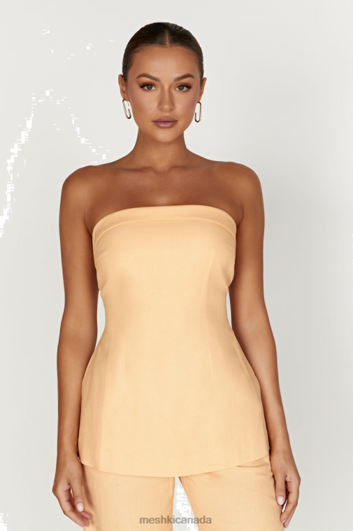 Meshki Mango Aieleen Linen Strapless Back Tie Top Clothing JN88N829