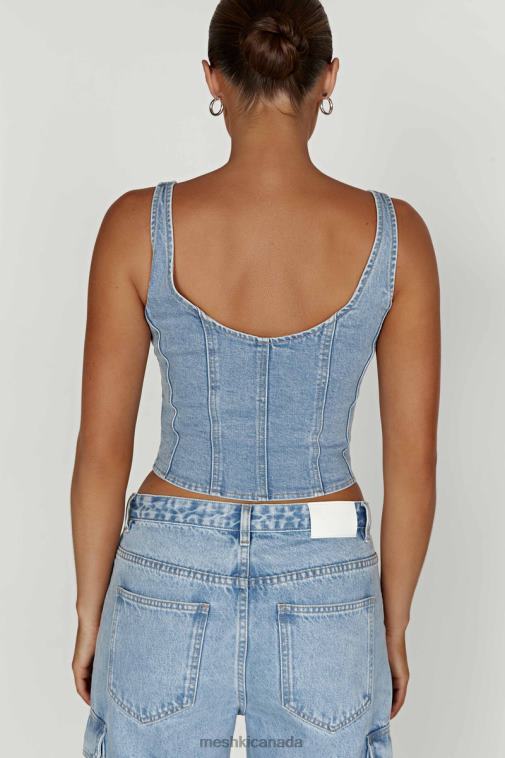 Meshki Mid Blue Leilani Corset Denim Top Clothing JN88N761