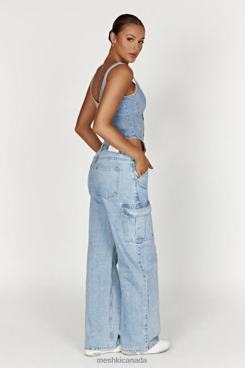 Meshki Mid Blue Leilani Corset Denim Top Clothing JN88N761