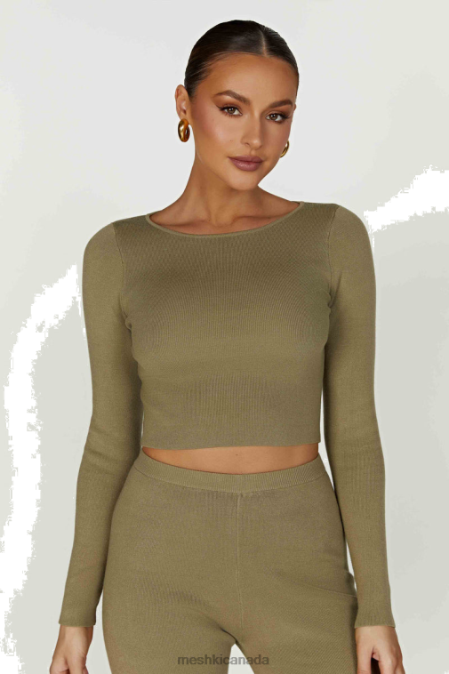 Meshki Olive Haisley Long Sleeve Knit Top Clothing JN88N906