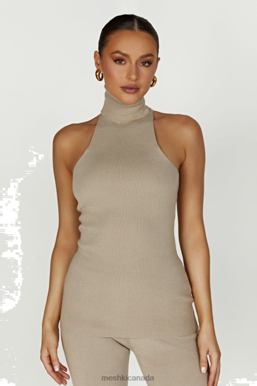 Meshki Taupe Kelsea Sleeveless Turtleneck Top Clothing JN88N897