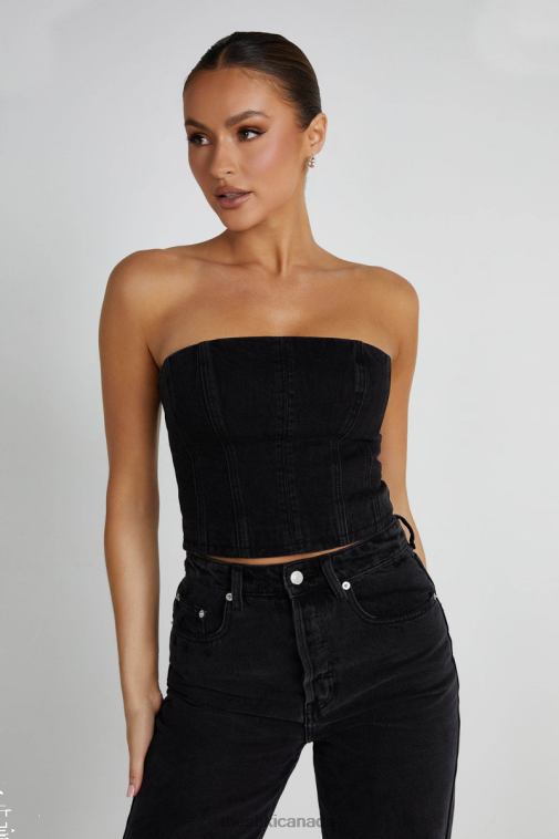 Meshki Washed Black Jordana Denim Tube Top Clothing JN88N1298