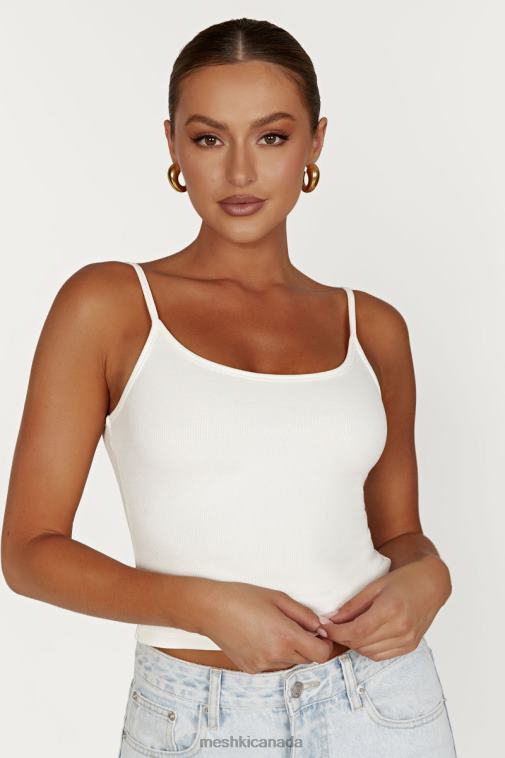 Meshki White Alexis Ribbed Cami Longline Top Clothing JN88N1121
