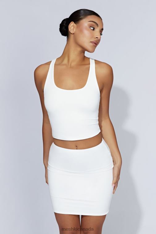 Meshki White Alyssa Racer Back Top Clothing JN88N1166