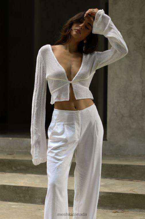 Meshki White Debra Mixed Yarn Top Clothing JN88N858