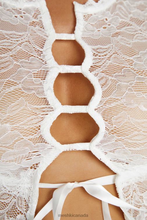 Meshki White Farrah Stretch Lace Vintage Top Clothing JN88N826