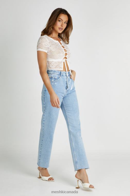 Meshki White Farrah Stretch Lace Vintage Top Clothing JN88N826