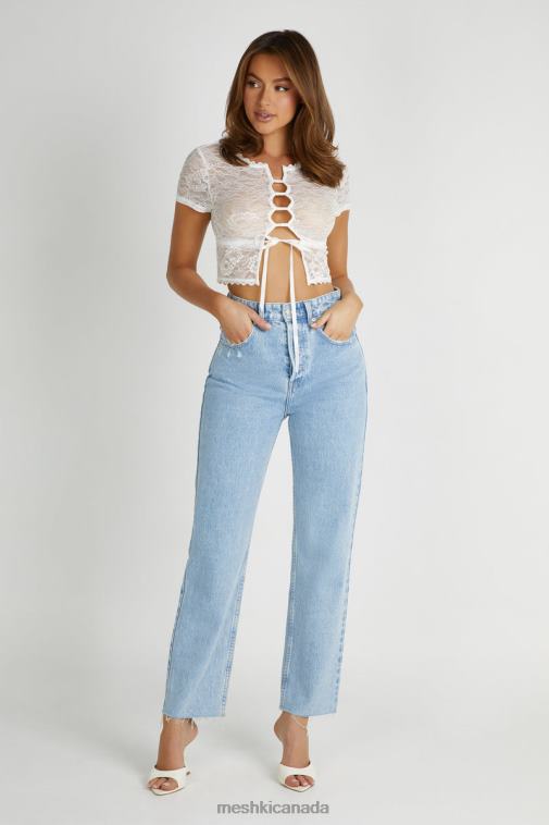 Meshki White Farrah Stretch Lace Vintage Top Clothing JN88N826