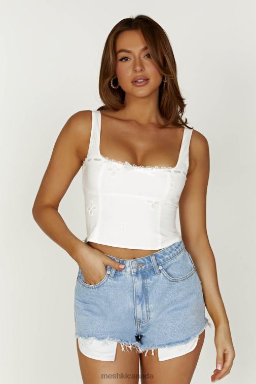 Meshki White Melanie Cotton Anglaise Top Clothing JN88N766