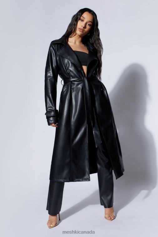 Meshki Black Isla Pu Trench Clothing JN88N1638