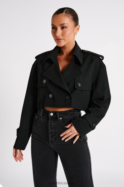 Meshki Black Palmer Cropped Trench Coat Clothing JN88N1629
