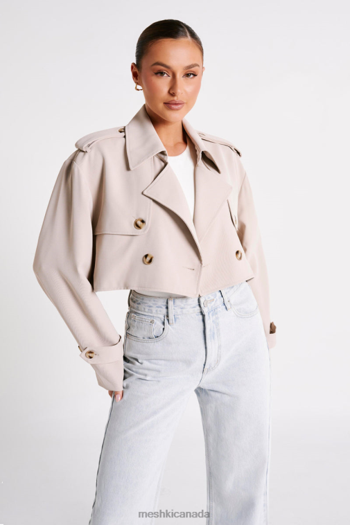 Meshki Bone Palmer Cropped Trench Coat Clothing JN88N1628