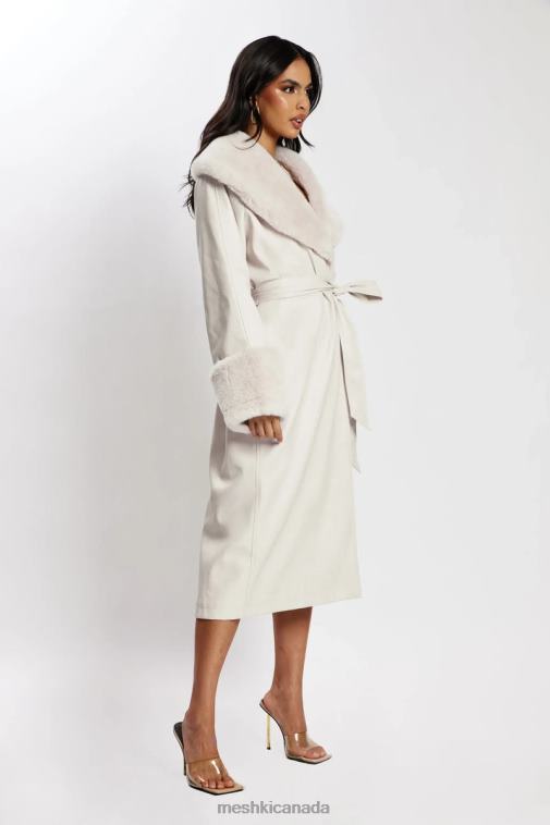 Meshki Bone Rebekah Oversized Pu Trench Coat With Fur Trim Clothing JN88N1650