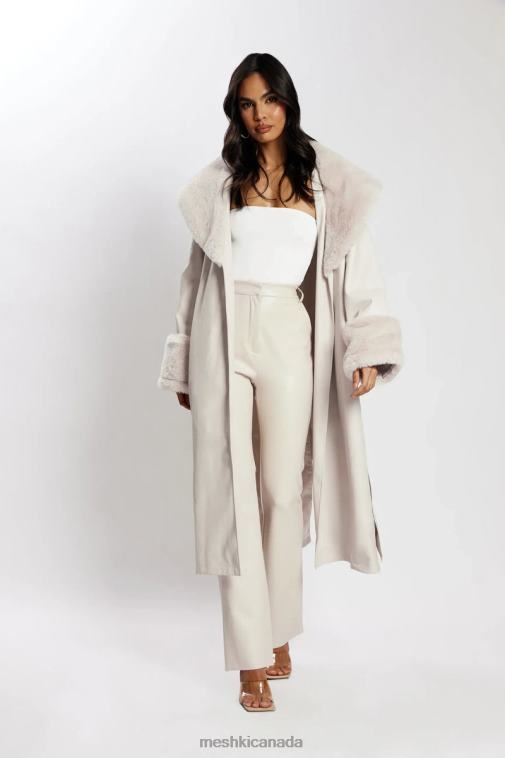 Meshki Bone Rebekah Oversized Pu Trench Coat With Fur Trim Clothing JN88N1650