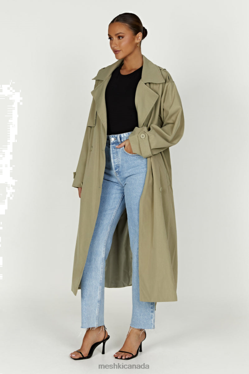 Meshki Olive Andreas Oversized Trench Coat Clothing JN88N1640
