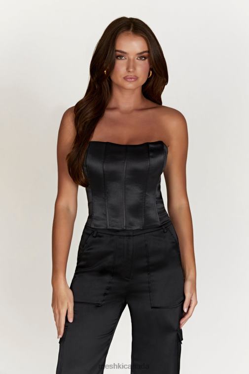 Meshki Black Amaya Lace Up Corset Top Clothing JN88N995