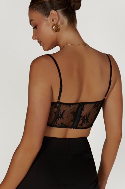 Meshki Black Hattie Satin And Lace Corset Top Clothing JN88N978