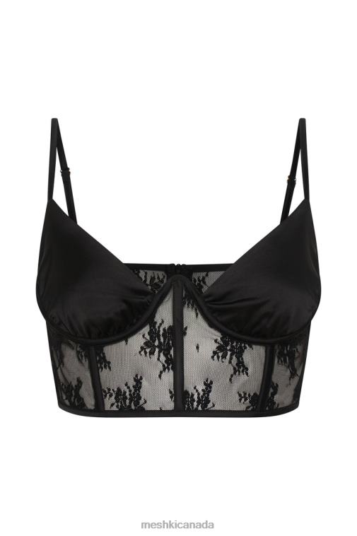 Meshki Black Hattie Satin And Lace Corset Top Clothing JN88N978
