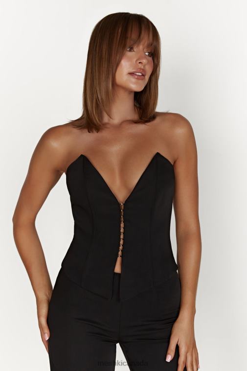 Meshki Black Janayia Pointed Corset Top Clothing JN88N854