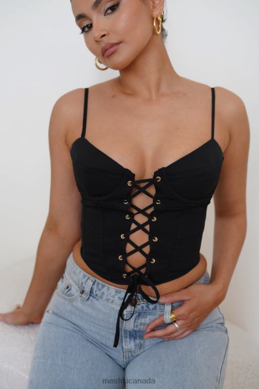 Meshki Black Janice Longline Corset Top Clothing JN88N1051