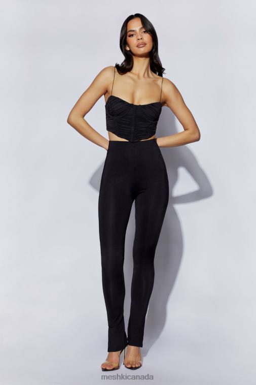 Meshki Black Magenta Ruched Corset Top Clothing JN88N1102