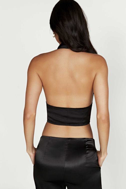 Meshki Black Mallory Satin Corset Top Clothing JN88N1122