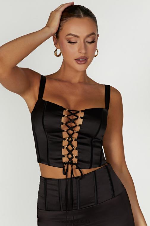 Meshki Black Scarlet Satin Corset Top Clothing JN88N971