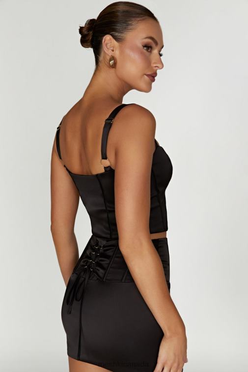 Meshki Black Scarlet Satin Corset Top Clothing JN88N971