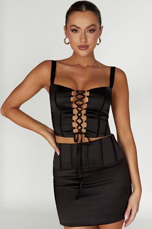 Meshki Black Scarlet Satin Corset Top Clothing JN88N971