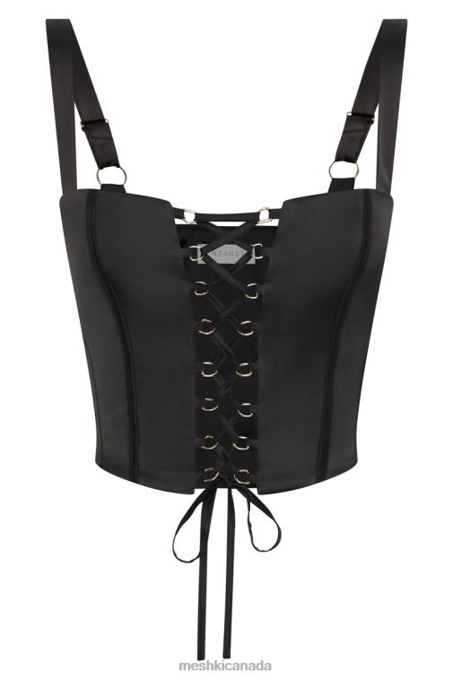 Meshki Black Scarlet Satin Corset Top Clothing JN88N971