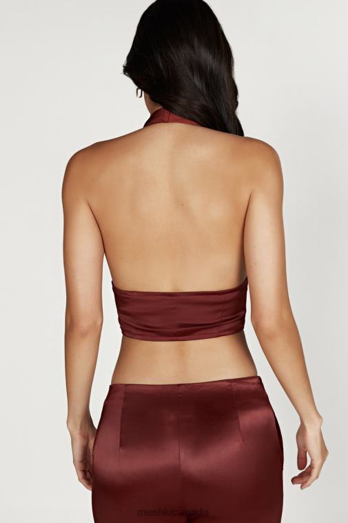 Meshki Cherry Chocolate Mallory Satin Corset Top Clothing JN88N1066