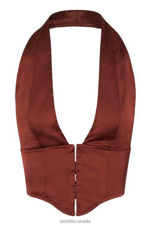 Meshki Cherry Chocolate Mallory Satin Corset Top Clothing JN88N1066