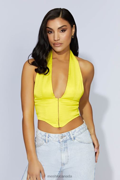 Meshki Fresh Green Mallory Satin Corset Top Clothing JN88N1045