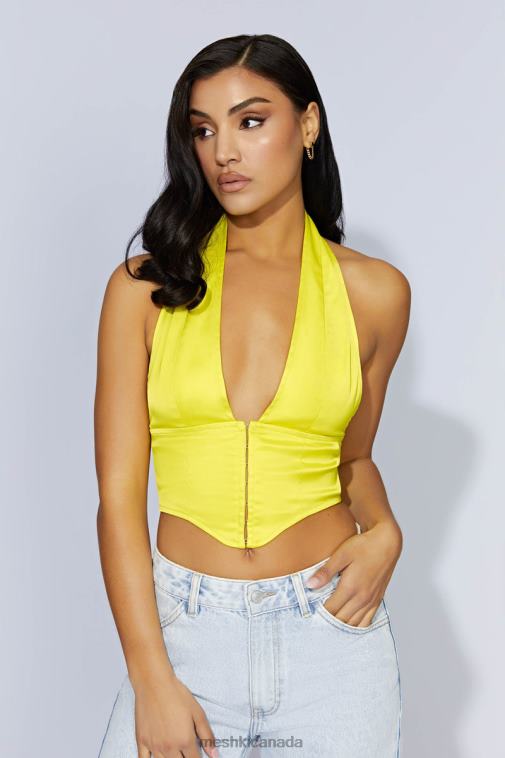 Meshki Fresh Green Mallory Satin Corset Top Clothing JN88N1045