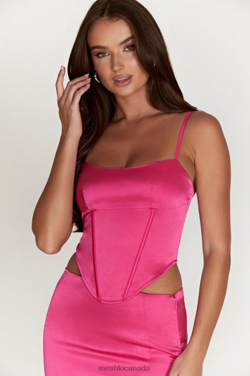 Meshki Fuchsia Desirie Longline Corset Top Clothing JN88N997